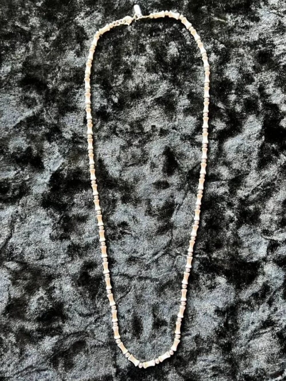 Monet Vintage Silver Tone Bamboo Link Necklace 26" Long Statement Jewelry